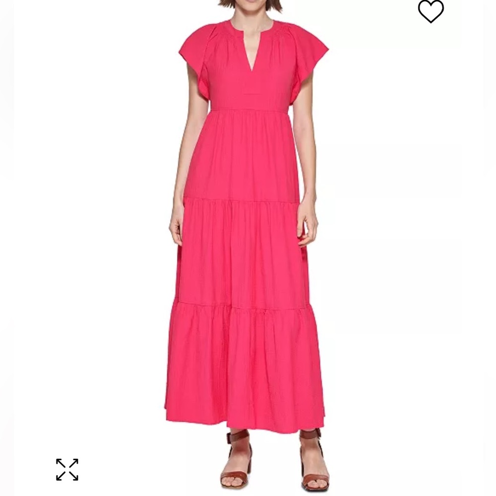 Calvin Klein V-Neck Short-Sleeve Tiered Maxi Dress size 2